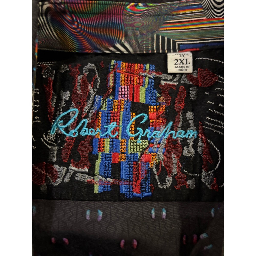 Robert Graham Orion Arm Space Dye Woven Shirt Long Sleeve Flip cuff size 2XL - Picture 7 of 12